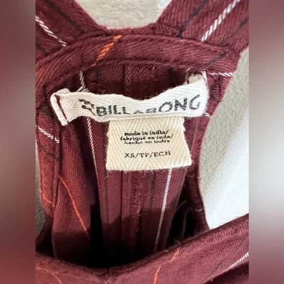 Billabong Bella Day Burgundy Multi Striped Culotte Jumpsuit XS - Picture 5 of 12